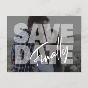 Nieuwe datum trouwfoto modern save the date announ aankondigingskaart