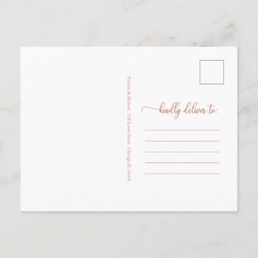 Nieuwe datum Uitgestelde aankondiging Roos Gold Briefkaart (Achterkant)