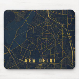 Nieuwe Delhi India Stad Kaart Minimalistisch Ontwe Muismat