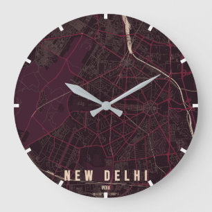 Nieuwe Delhi India Stadkaart Minimaal Grote Klok