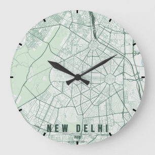 Nieuwe Delhi India Stadkaart Minimaal Grote Klok