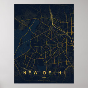 Nieuwe Delhi India Stadkaart Minimalistisch Ontwer Poster