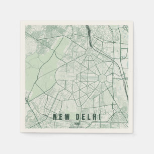 Nieuwe Delhi India Stadsplattegrond Minimaal Servet