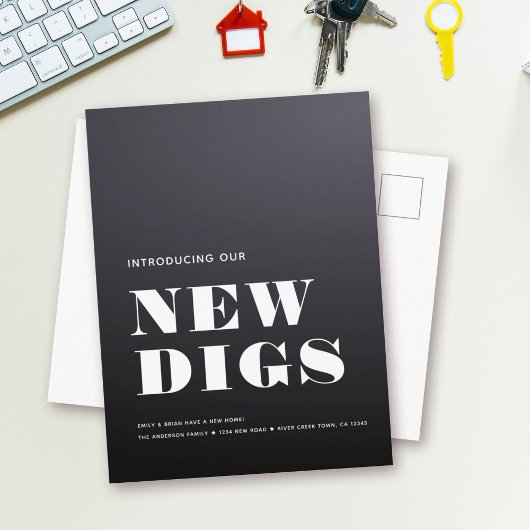 NIEUWE DIGS Eenvoudige, minimale aankondiging van