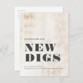 NIEUWE DIGS Moderne Rustige White Wood Plank Movin Aankondigingskaart (Voorkant / Achterkant)