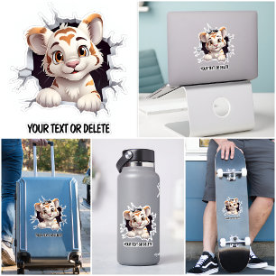 Nieuwe Doorbraak Gat Kijken Cute Tijgerwelp Sticker