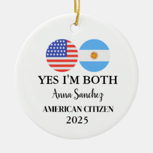 Nieuwe dubbele nationaliteit, gefeliciteerd nieuwe keramisch ornament