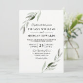 Nieuwe Elegant Waterverf Green Leaf Wedding Invite Kaart (Staand voorkant)