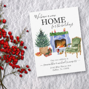 Nieuwe Feestdagen van het Huis Bewegende Waterverf Aankondigingskaart