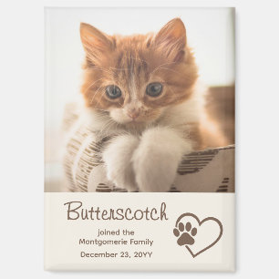 Nieuwe Foto Naam Datum Pootafdruk Hart Adoptie Kat Magneet