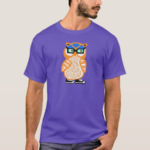 Nieuwe Funny Hipster Owl Mannen Paarse T-shirt Gif