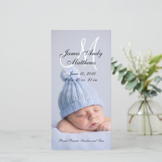 Nieuwe geboorteaankondiging foto kaarten voor jong (Staand voorkant)