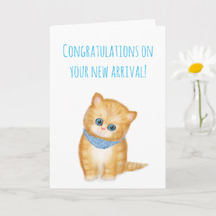 Nieuwe ginger kitten-felicitaties kaart