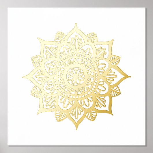 Nieuwe Gold Mandala Flower Folie Art afdrukken Folie Afdrukken (Voorkant)