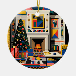 Nieuwe Golf 1980s Pop Art Kerstmis Keramisch Ornament