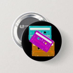 Nieuwe Golf Retro Vintage 80s Cassettes Pincode Ronde Button 5,7 Cm