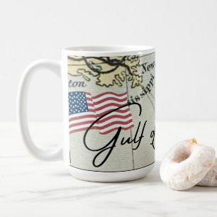Nieuwe Golf van Amerika naam op Amerikaanse kaart Koffiemok