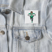 Nieuwe groene lantaarn 3 vierkante button 5,1 cm (In situ)