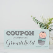 Nieuwe Grootouder Aankondiging Coupon voor Kleinki (Staand voorkant)