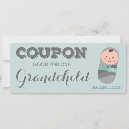 Nieuwe Grootouder Aankondiging Coupon voor Kleinki (Voorkant)