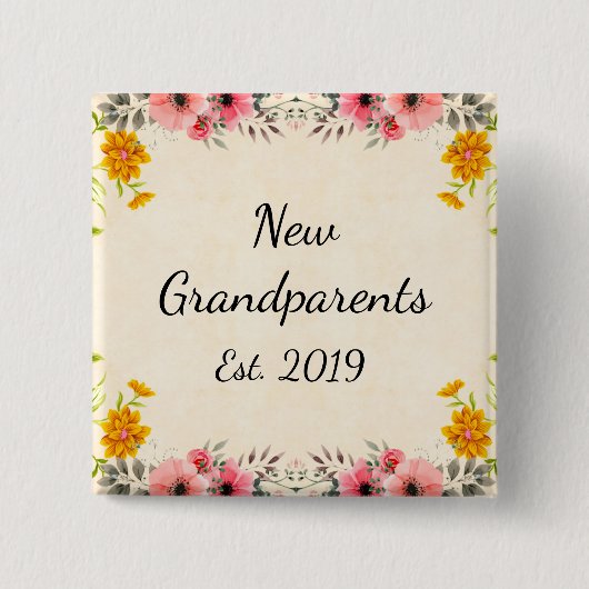 Nieuwe grootouders Est.  Button Floral 2019 (Voorkant)
