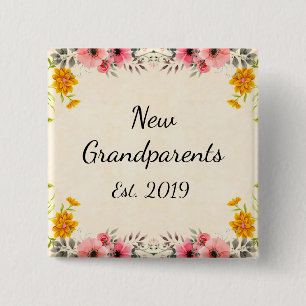 Nieuwe grootouders Est.  Button Floral 2019