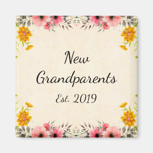 Nieuwe grootouders Est. Floral Magnet 2019 Magneet