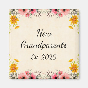 Nieuwe grootouders Est. Floral Magnet 2020 Magneet