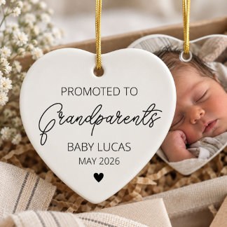 Nieuwe Grootouders Witte Script Baby Foto Aandenke Keramisch Ornament