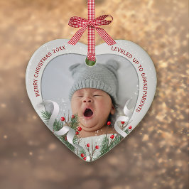 Nieuwe Grootouders Zilver Lijst 2 Foto's Kerst Keramisch Ornament