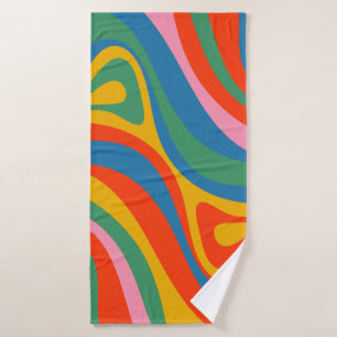 Nieuwe Groove Trippy Kleurrijke Retro Abstract Pat Badhanddoek