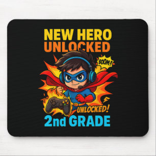 Nieuwe Held Ontgrendeld 2e Klas Gamer Kids T-shirt Muismat