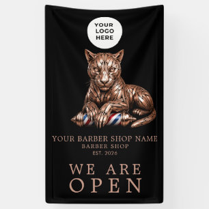 Nieuwe herenkapper Wij zijn open Roze Gouden Pante Spandoek