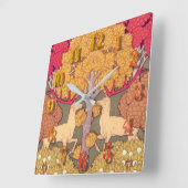 Nieuwe herfstbomen en herten  herfst vierkante klok (Hoek)