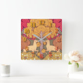 Nieuwe herfstbomen en herten  herfst vierkante klok (Huis)