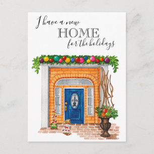 Nieuwe Home Door Kerstmis Verhuisaankondiging Aankondigingskaart