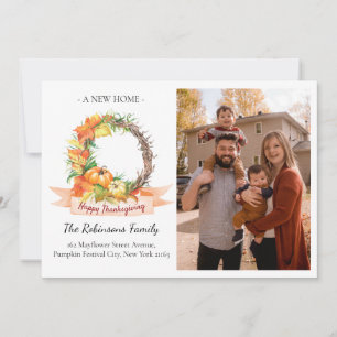 Nieuwe Home Foto Thanksgiving Pompoen Bewegen Aankondiging