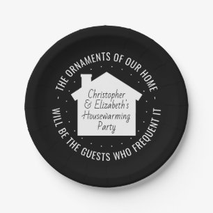 Nieuwe Home Housewarming Party Black and White Mod Papieren Bordje
