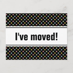 Nieuwe home moving briefkaarten Kleurrijke polka