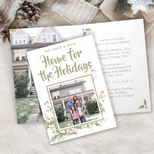 Nieuwe Home Waterverf Holly 2 Foto Adres wijzigen Feestdagen Kaart