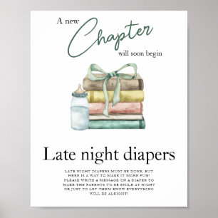 Nieuwe Hoofdstuk Baby shower - Spel met luiers tot Poster