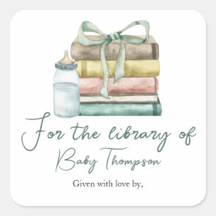 nieuwe hoofdstuk baby shower - voor de bibliotheek vierkante sticker