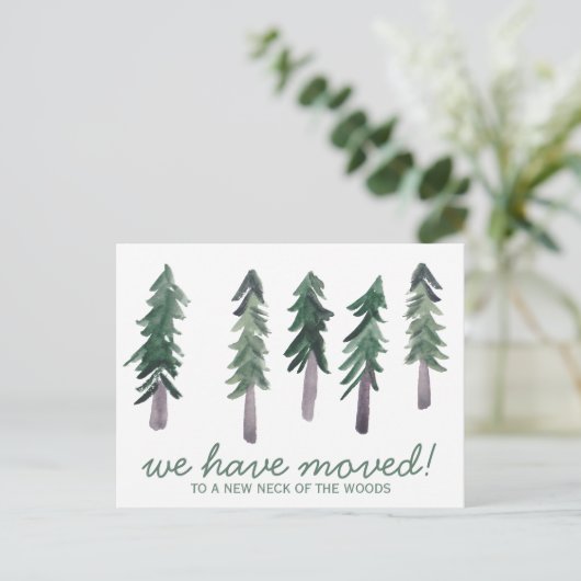 NIEUWE HUISPijnbomen Minimale Waterverf Bossen Briefkaart (Staand voorkant)