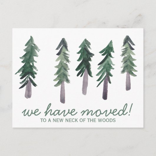 NIEUWE HUISPijnbomen Minimale Waterverf Bossen Briefkaart (Voorkant)