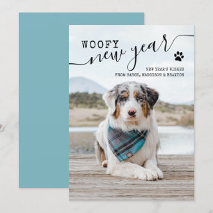 Nieuwe jaar Holiday Card Dog Photo Woofy Nieuwjaar Feestdagenkaart