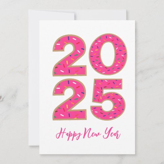 nieuwe jaar kaarten 2025 in donut stijl eenvoudig (Voorkant)