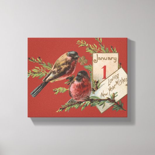 nieuwe jaarvogels canvas afdruk (Voorkant)
