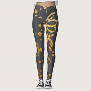 Nieuwe jaren Grijze Glitter Confetti voor ouderen Leggings
