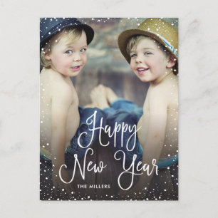Nieuwe Jaren Snow Holiday Foto Feestdagenkaart