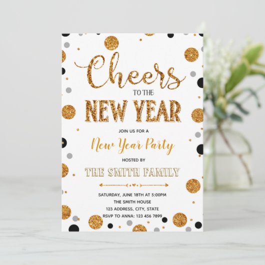 Nieuwe jaren uitnodiging (Staand voorkant)